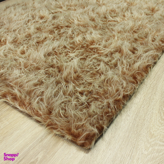 فرش فانتزی شاران هوم طرح خز پرز بلند مدل اسفنج دار زمینه نسکافه ای