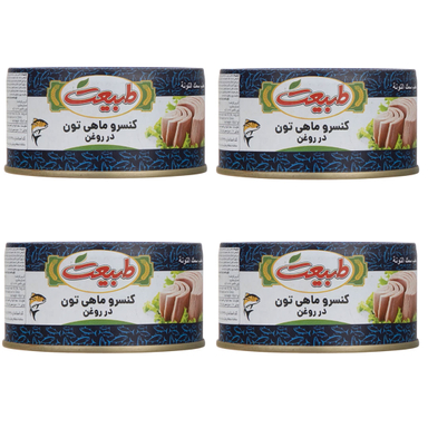 کنسرو تن ماهی در روغن طبیعت وزن 150 گرم بسته ۴ عددی