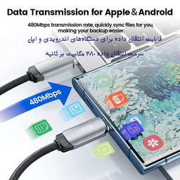 کابل تبدیل USB-C به USB-C/Lightning توکی مدل TXCYL-BS0G طول 1.2 متر