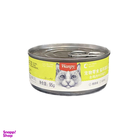 کنسرو غذای گربه ونپی مدل مرغ و جگر گاو وزن 95 گرم