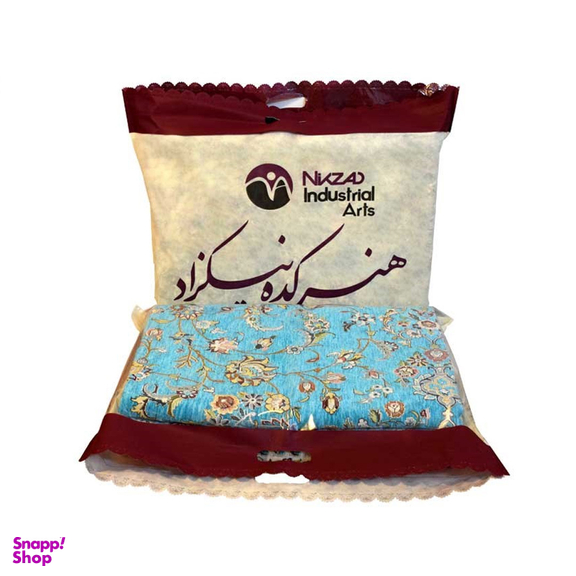 روفرشی نیکزاد مدل مخمل ابریشمی زمینه آبی فیروزه‌ای سایز 6 متری
