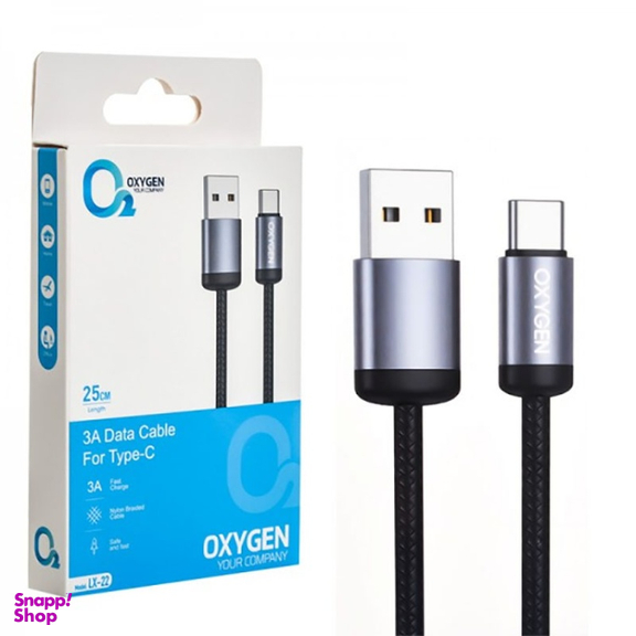 کابل شارژ USB به Type-C اکسیژن مدل LX-22 3A طول 25 سانتی‌ متر
