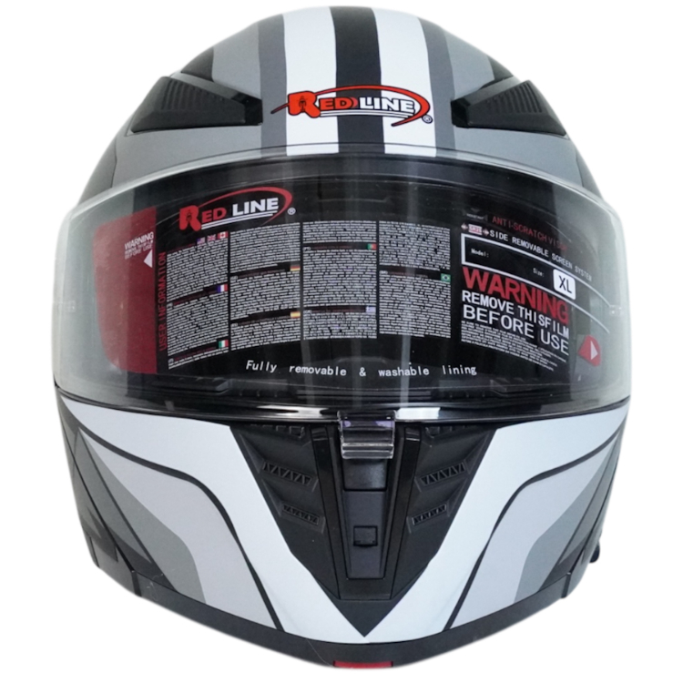 کلاه کاسکت فک متحرک رد لاین کد 960 رنگ طوسی به همراه کاور