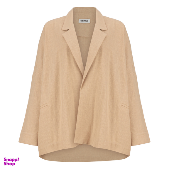 مانتو کتی زنانه سرژه مدل 216597 یقه انگلیسی رنگ کرم