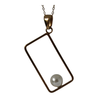 پلاک گردنبند طلا 18 عیار زنانه مدل مروارید کد 42157