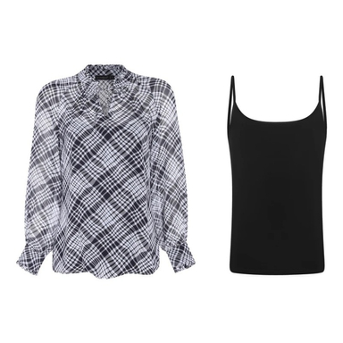 ست تاپ و بلوز رسمی زنانه مدل GD-o-19860304 رنگ سفید مشکی