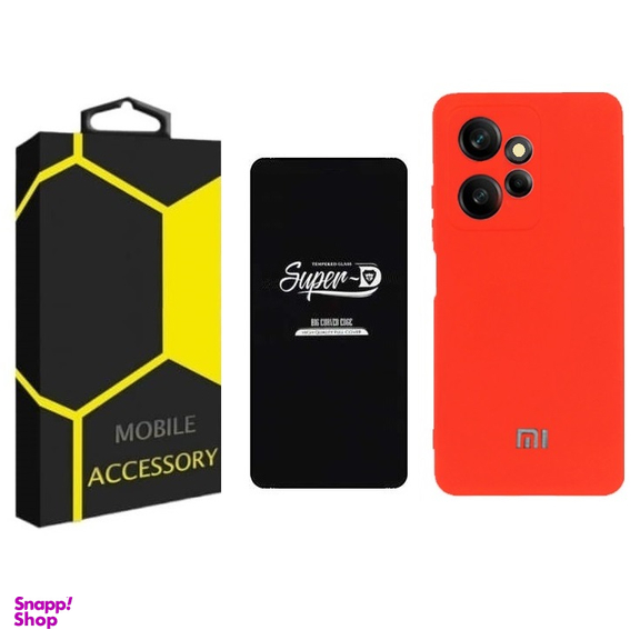کاور گوشی موبایل مدل سیلیکونی مناسب شیائومی Redmi Note 12 4G به همراه محافظ صفحه نمایش SuperD