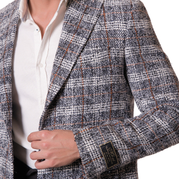 پالتو مردانه مدل چهارخانه کشمیر رنگ عسلی