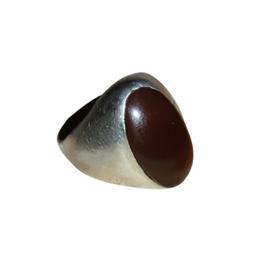 انگشتر نقره مردانه مدل عقیق جزع یمنی حرزدار کهنه