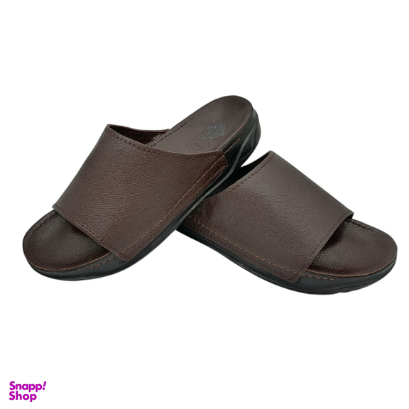صندل طبی مردانه چرم ریباری مدل H103 رنگ قهوه ای