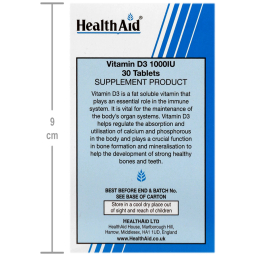 قرص ویتامین دی 1000 میلی گرم هلث اید بسته 30 عددی