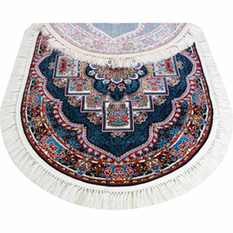 فرش ماشینی مدل بیضی طرح ناردون رنگ سرمه ای