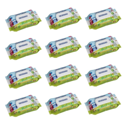 دستمال مرطوب کودک بالشتی نیوساد مدل Happu Owl مجموعه ۱۲ بسته 64 عددی