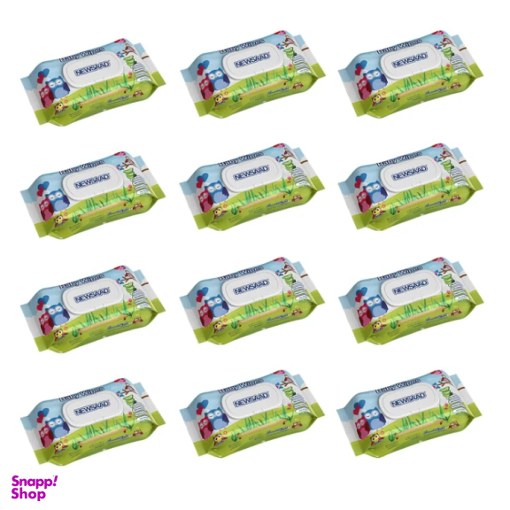 دستمال مرطوب کودک بالشتی نیوساد مدل Happu Owl مجموعه ۱۲ بسته 64 عددی