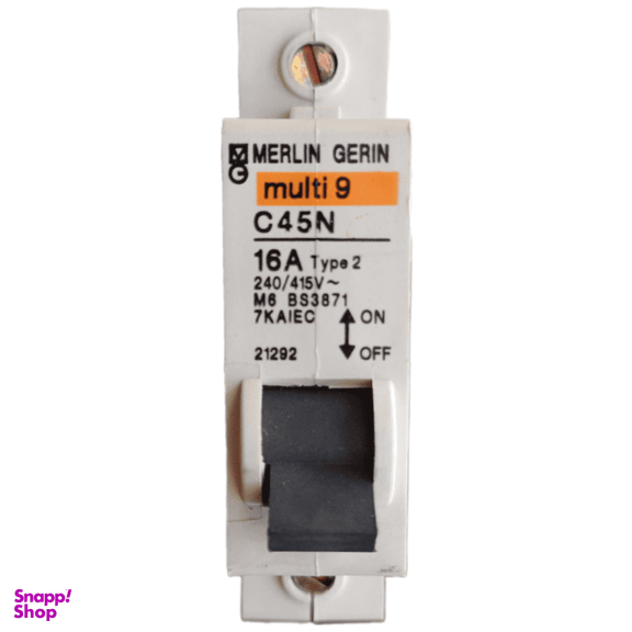 فیوز مینیاتوری تک فاز 16 آمپر اشنایدر مدل مرلین گرین کد C45N Multi9 بسته 12 عددی