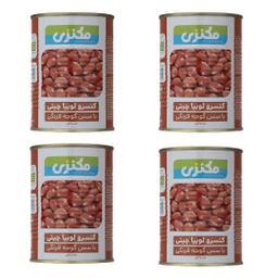 کنسرو لوبیا چیتی با سس گوجه فرنگی مکنزی وزن 380 گرم بسته 4 عددی