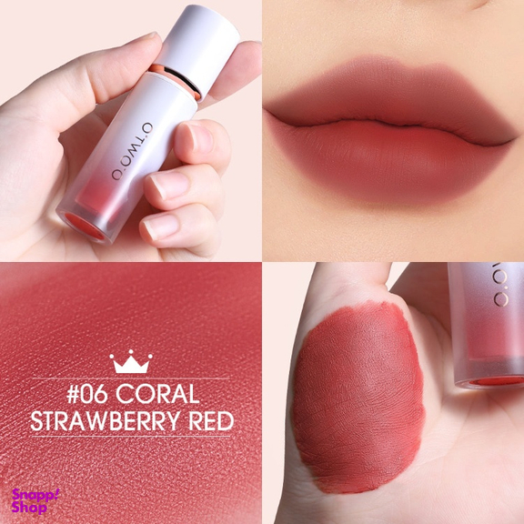 رژ لب مات او تو او رنگ 06 Strawberry red