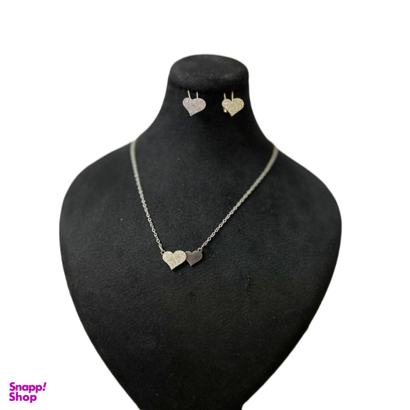 نیم ست زیور زنانه مدل 2 قلب کد 122