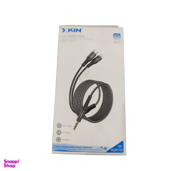کابل Jack 3.5mm به Lightning/Type-C ایکس کین کد XK-AUX115 طول 1.2 متر