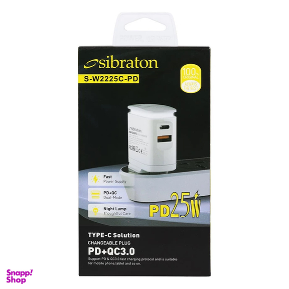 شارژر دیواری 25 وات سیبراتون مدل SW2225C PD به همراه کابل USB-C