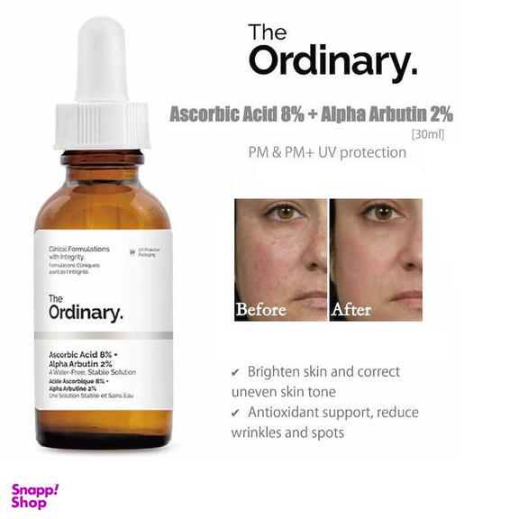 سرم روشن کننده پوست دی اوردینری (The Ordinary) مدل Ascorbic Acid 8% + Alpha Arbutin 2% حجم 30 میلی لیتر