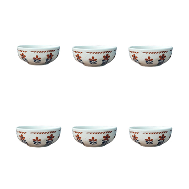 پیاله ماست خوری طرح گل قرمز کد 0011 بسته 6 عددی