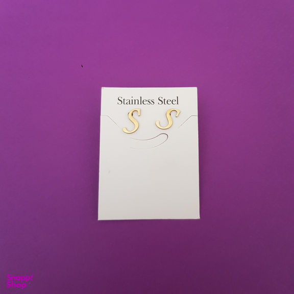 گوشواره زنانه طرح حرف S رنگ طلایی