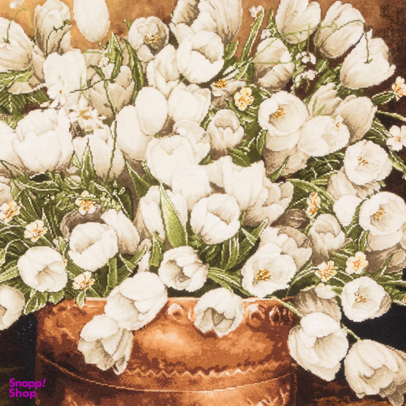 تابلو فرش دستباف سی پرشیا مدل گل لاله در گلدان مسی کد 903662