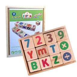 بازی آموزشی سپتا مدل مکعب چوبی الفبا و اعداد انگلیسی