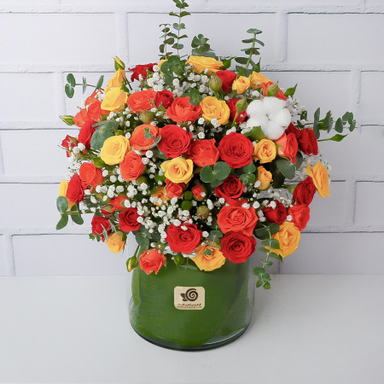 گلدان گل طبیعی گل بازار مدل رز مینیاتوری توماج