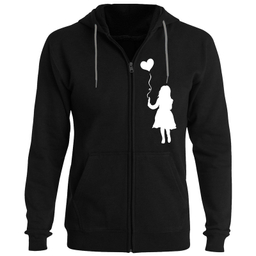 سویشرت دخترانه مدل دختر و بادکنک قلبی F17 رنگ مشکی