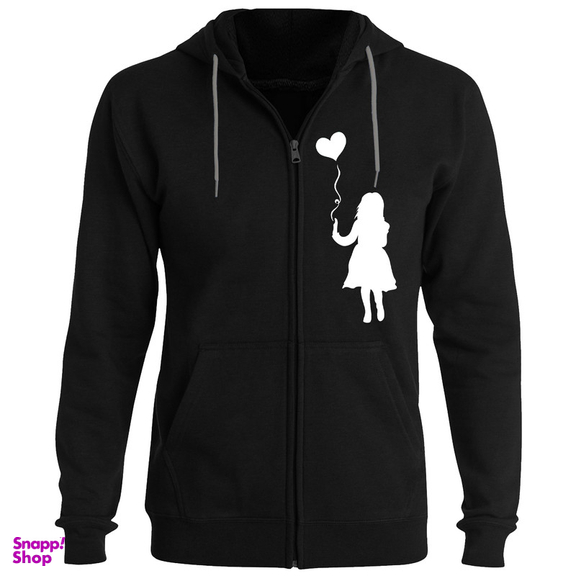 سویشرت دخترانه مدل دختر و بادکنک قلبی F17 رنگ مشکی