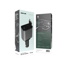 شارژر فندکی گرین لاین مدل Retractable رنگ مشکی