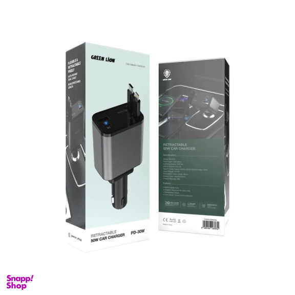شارژر فندکی گرین لاین مدل Retractable رنگ مشکی