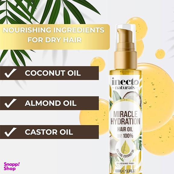 روغن مو اینکتو مدل Miracle Hydration Coconut حجم 100 میلی‌ لیتر