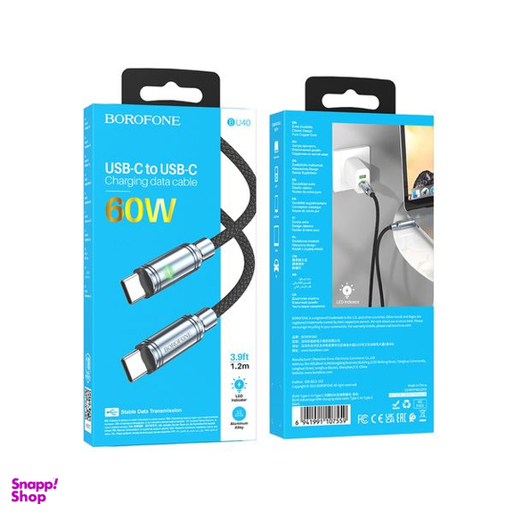 کابل USB-C بروفون مدل BU40 60W طول 1.2 متر