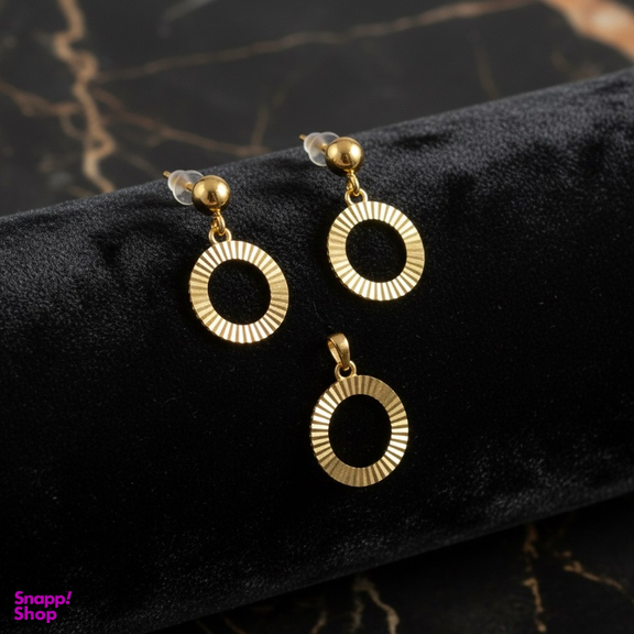 نیم ست طلا 18 عیار زنانه مدل بیضی