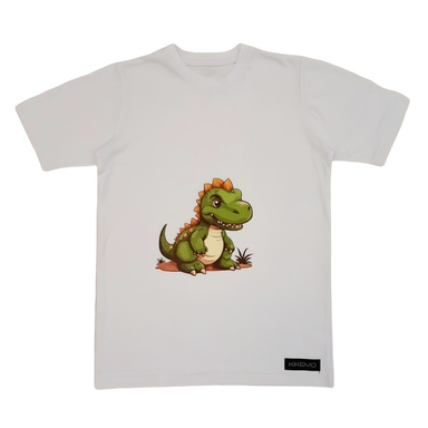 تیشرت پسرانه کیکمو طرح دایناسور کد KMT-030503 رنگ سفید