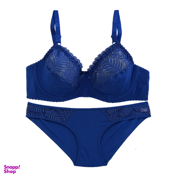 ست شورت و سوتین زنانه ژوبین کد CB-3018 رنگ آبی کاربنی