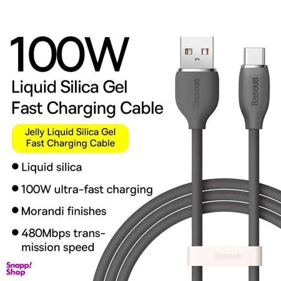 کابل تبدیل USB به USB-C باسئوس مدل JELLY LIQUID SILICA GEL 100W طول 2 متر