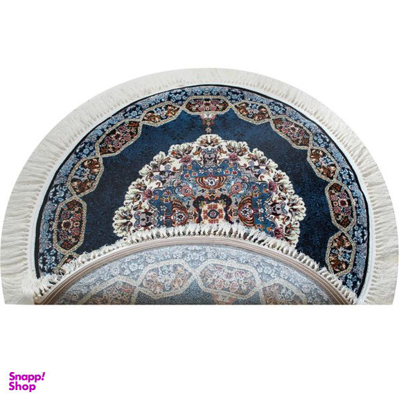 فرش ماشینی مدل دایره طرح هالیدی زمینه سرمه ای