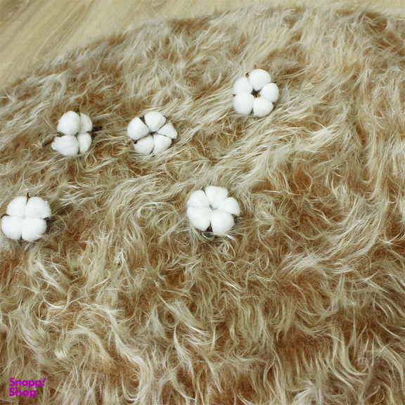 فرش ماشینی شاران هوم طرح خز پرز بلند فانتزی مدل اسفنج دار زمینه نسکافه ای