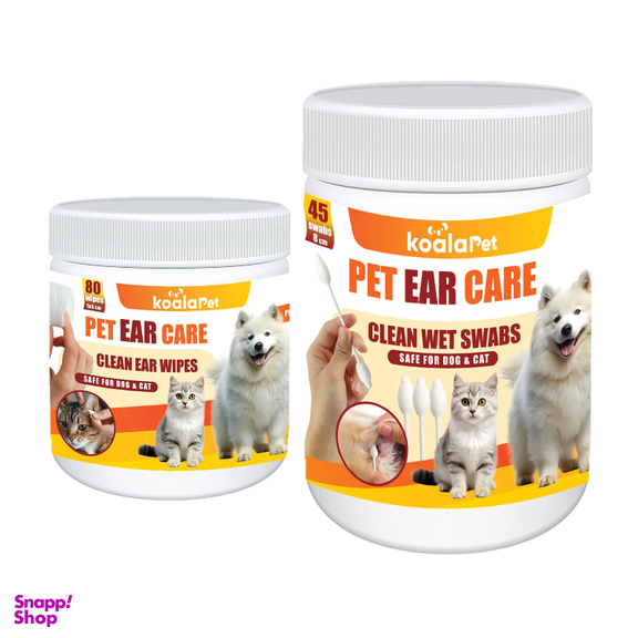 دستمال مرطوب و سواب مرطوب تمیزکننده گوش سگ و گربه کوالاپت مدل Ear02 بسته ۲ عددی