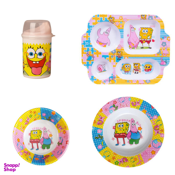سرویس غذا خوری 4 پارچه کودک طرح باب اسفنجی کد bob4