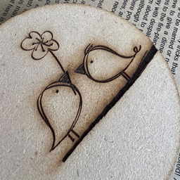 اسلایس چوبی خام مدل جوجه های عاشق کد 03 مجموعه 3 عددی