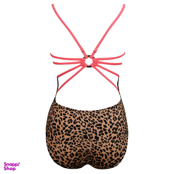 مایو زنانه فیتن فرخ زادی مدل پشت بندی پلنگی پددار کد 5289-217-2 رنگ قهوه ای