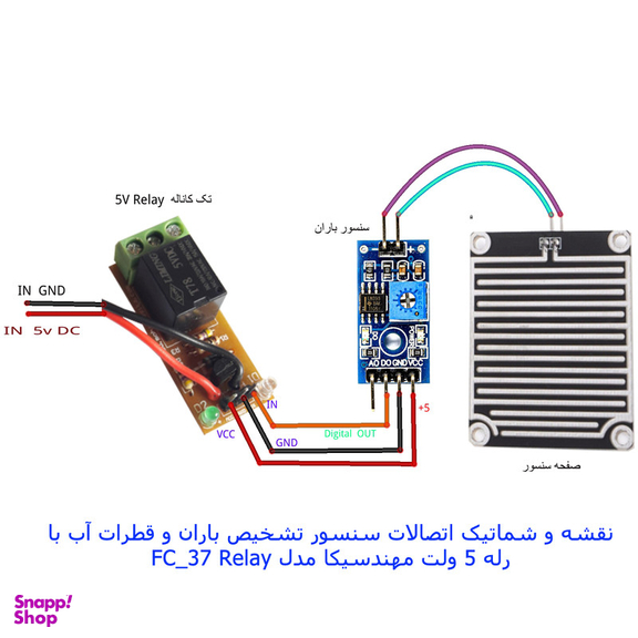 سنسور باران و آب با رله 5 ولت مهندسیکا مدل DIY-FC-37