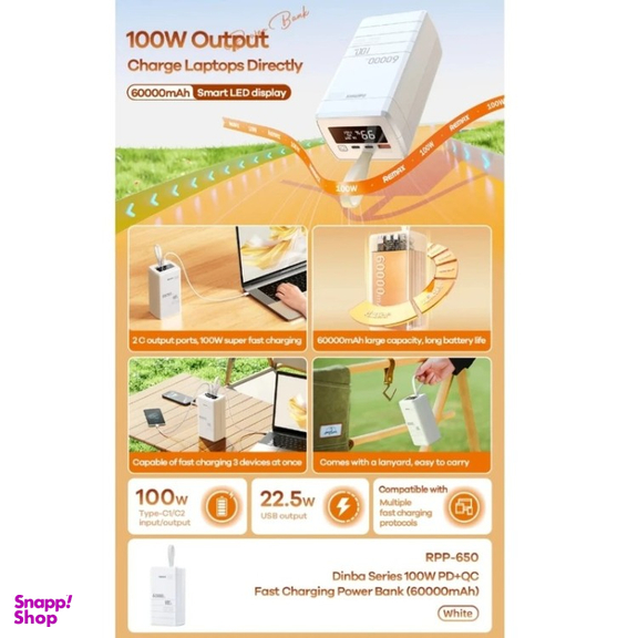 پاوربانک ریمکس مدل RPP-650 ظرفیت 60000 میلی آمپر ساعت