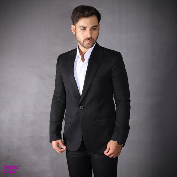 کت و شلوار مردانه مدل یقه بلیزر 30-36  رنگ مشکی