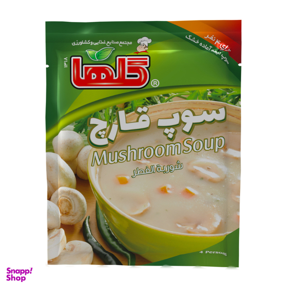 سوپ قارچ نیمه آماده گلها وزن 70 گرم بسته بندی سلفون